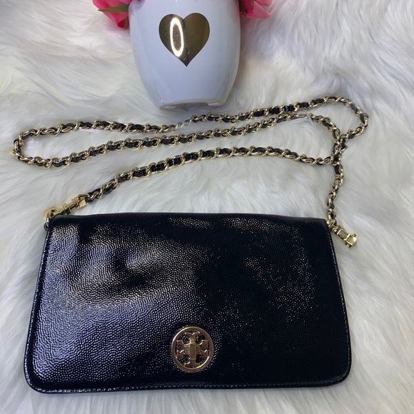✨Tory Burch Adalyn Crossbody Turnlock Black Clutch - Picture 3 of 15